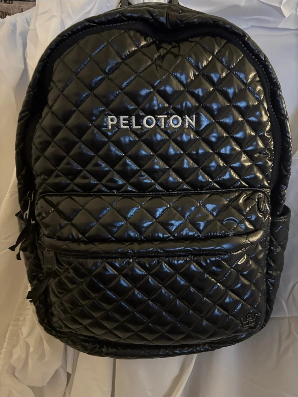 Peloton Quilted Gloss Black Backpack